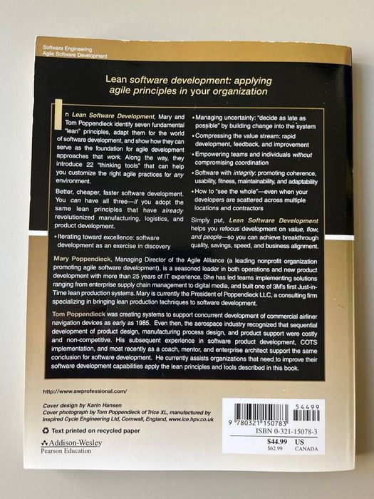 Lean Software Development: An Agile Toolkit