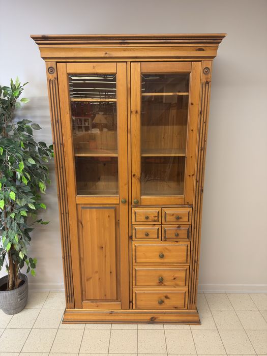 Piękna sosnowa witryna biblioteka szuflady dowóz wysyłka