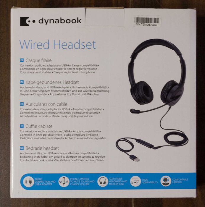 Nauszne słuchawki przewodowe z mikrofonem Dynabook Wired Headset
