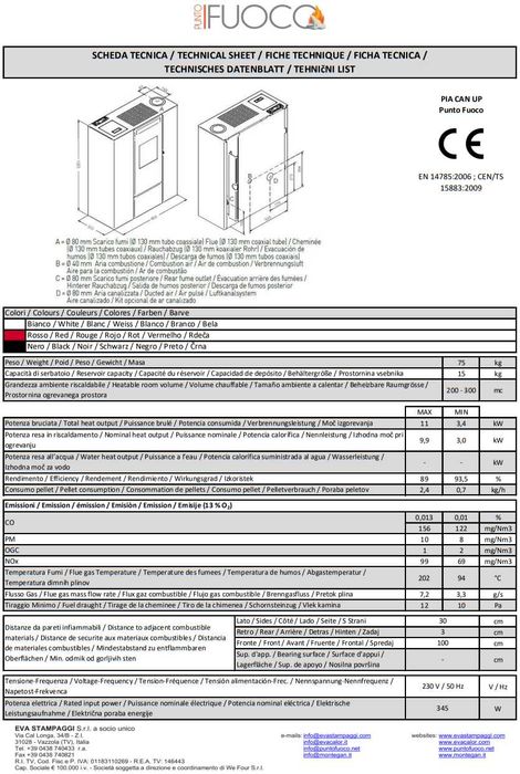Piec, piecyk na pellet Eva Calor PIA 11 kW z DGP | SLIM biały