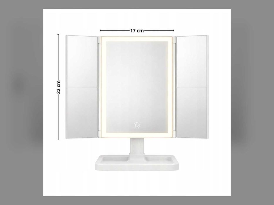 Nowe Lusterko Do Makijażu Hollywood LED Składane Białe 22x17 Cm