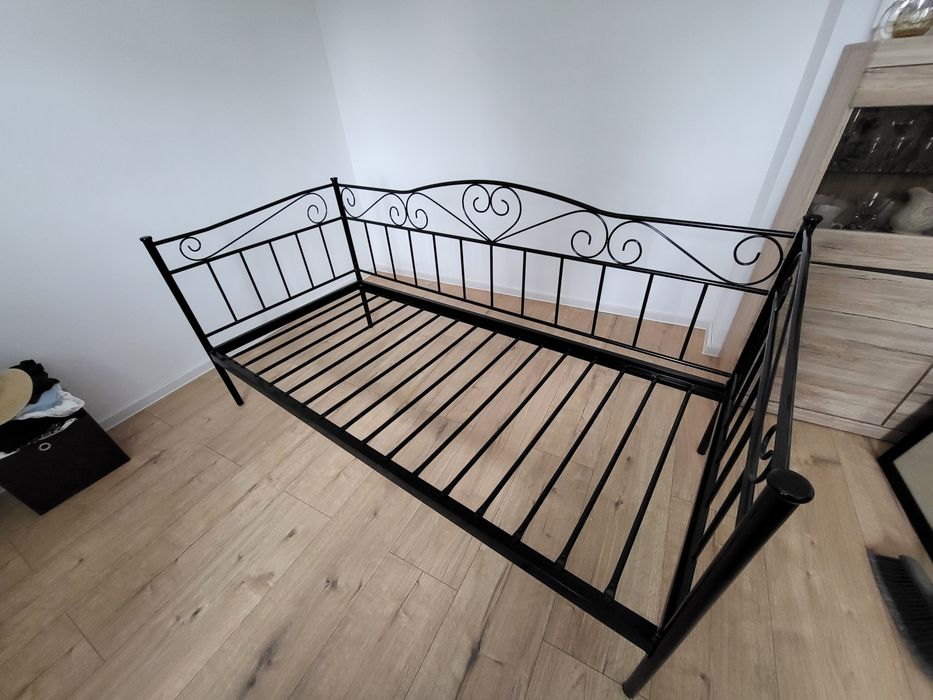Łóżko metalowe czarne 90/200