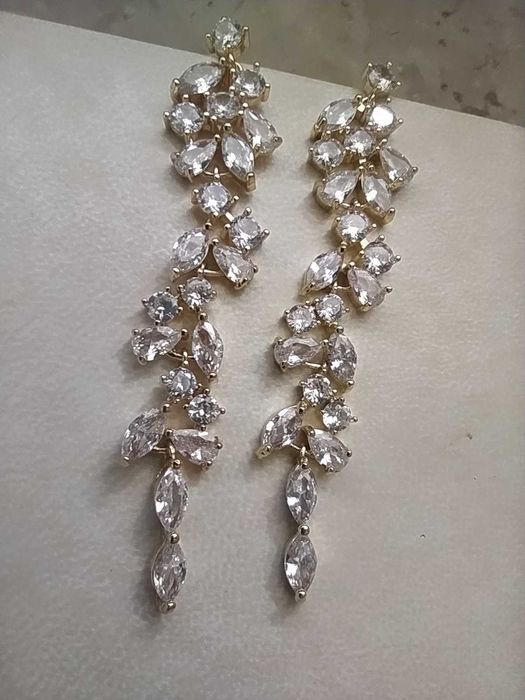 Kolczyki ślubne z kryształkami złote