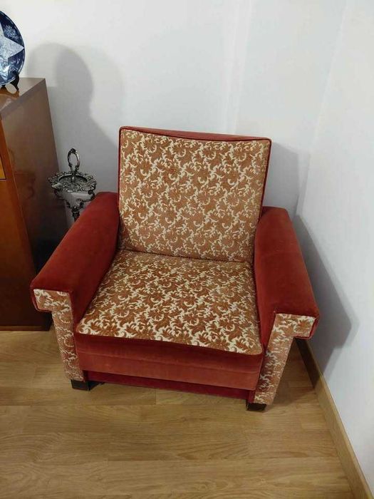 Sofá Vintage de Veludo + 1 Poltrona