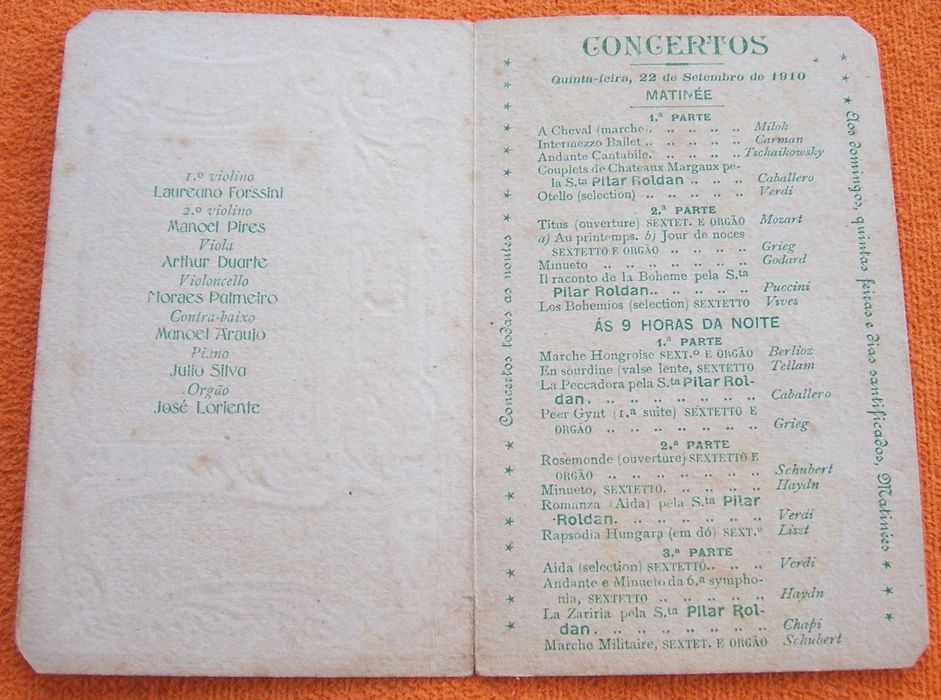Programa de Concertos Casino Mont' Estoril 1910