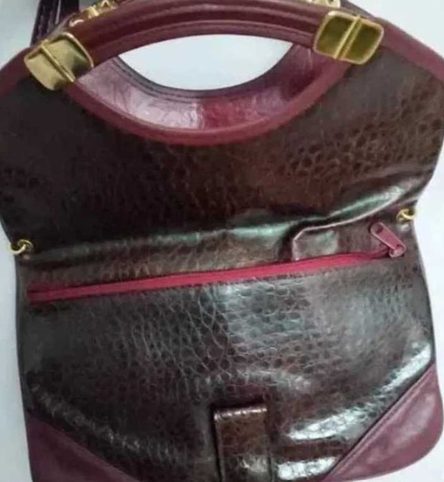 Torebka skóra węża bordowa