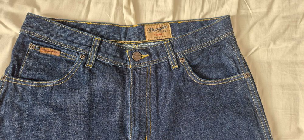 NOWE jeansy męskie klasyk WRANGLER pas-86 dł.-110cm granatowe Warszawa