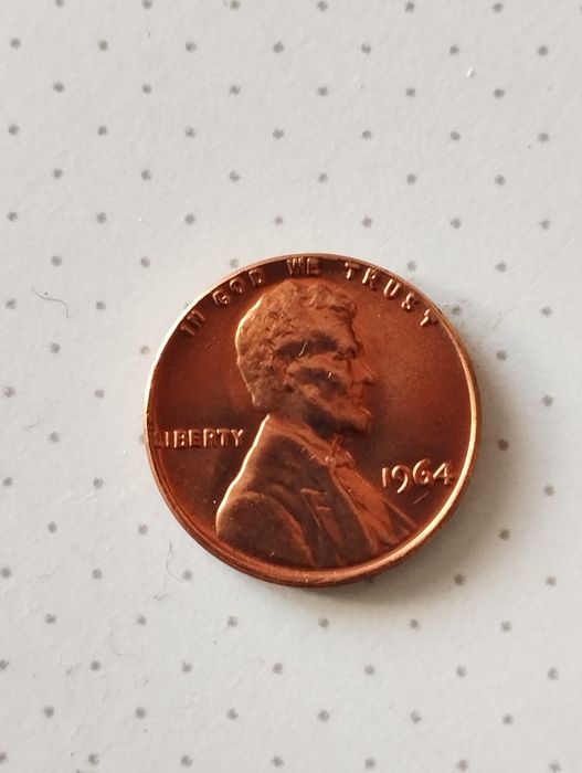 Moeda de 1 Cent 1964 não circulada dos Estados Unidos da América