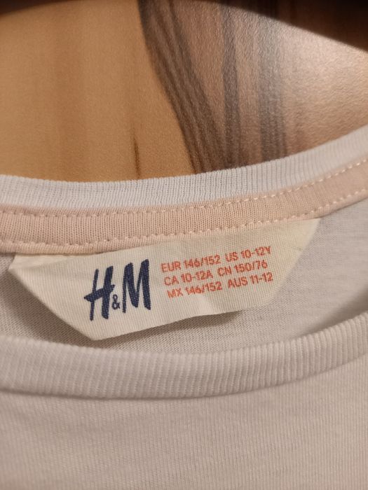 Bluzka H&M, bawełniana, rękaw 3/4, 146-152 cm, 10-12 lat