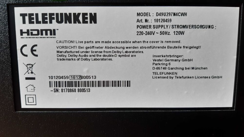 49" смарт 4K TELEFUNKEN  (Німеччина), гарантія 6 місяців!
