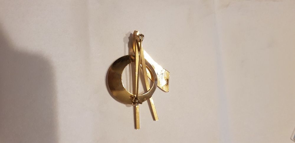 Piękna i unikatowa broszka w kolorze złotym .