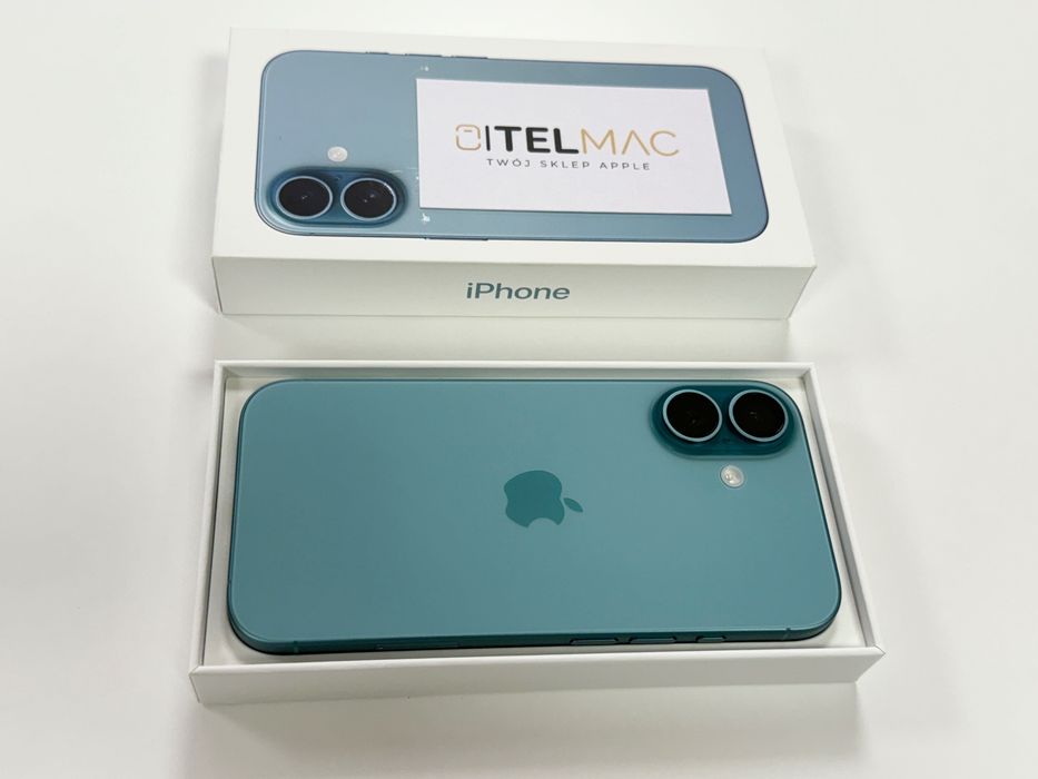 Apple iPhone 16 128GB 5G • White Teal • 0 CYKLI • Gwarancja • Raty 0%