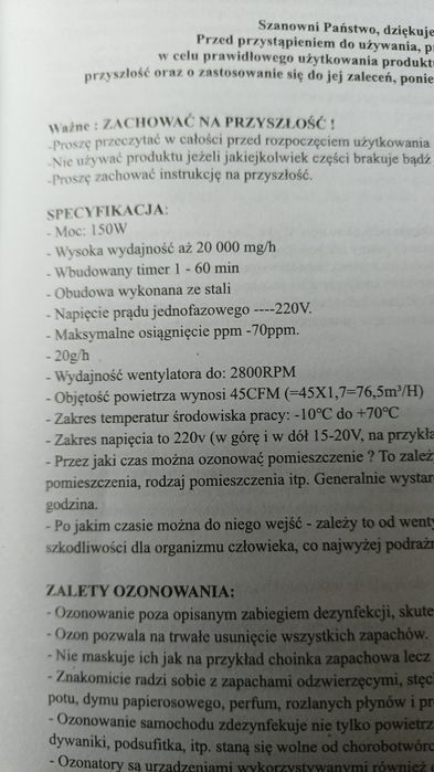 Sprzedam ozonator