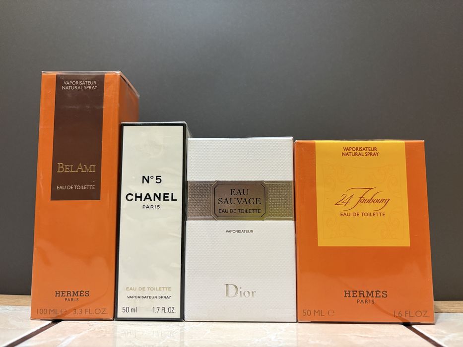 Подарунковий набір Chanel №5 + Dior Eau Sauvage + Hermes 24 Faubourg + Hermes Bel Ami Оригінал