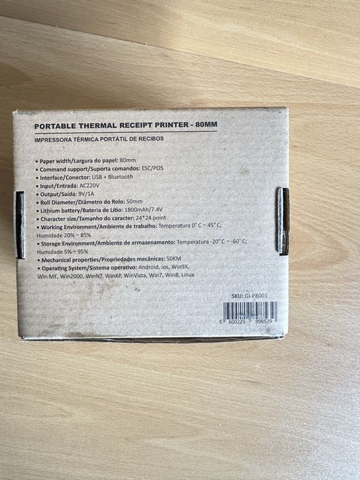 Impressora portátil Bluetooth