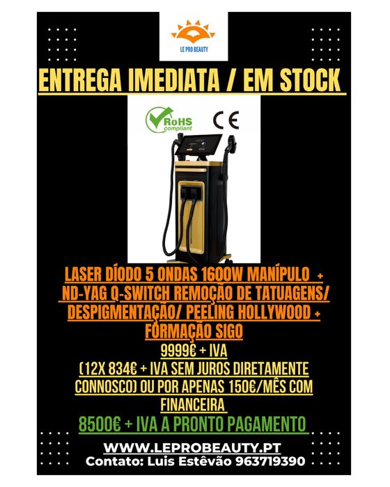 Laser diodo tripla onda depilação  + Nd-Yag Remoção tatuagens + Cursos