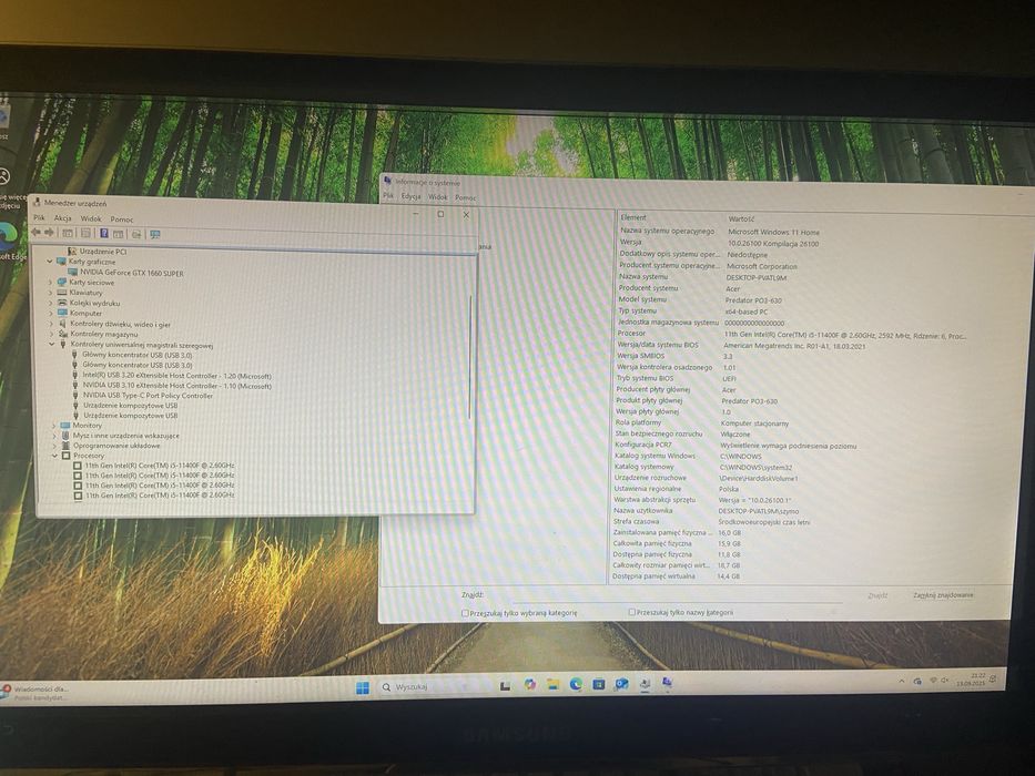 PC komputer Predator i5 11gen gtx1660super