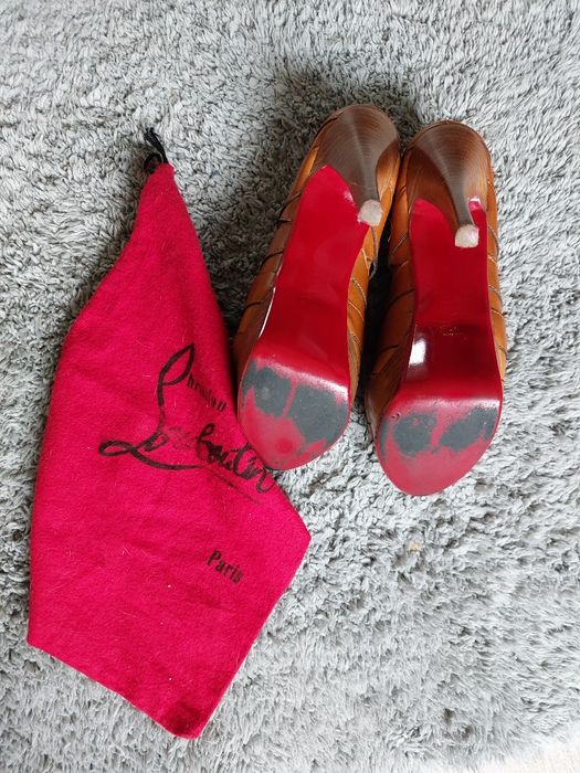 Louboutin sandały platformy szpilki camel Gladiatorki 40 39 auth.