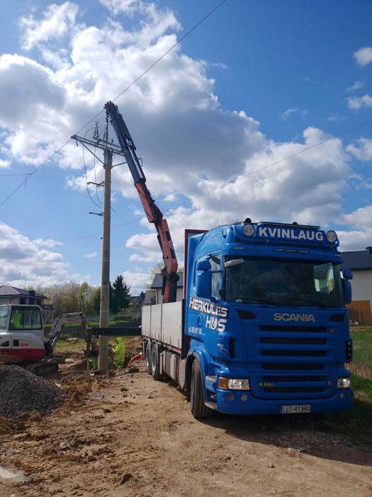 Transport HDS, Załadunek, Rozładunek, dźwig, żuraw, 6,6t, wysięg 18,9m