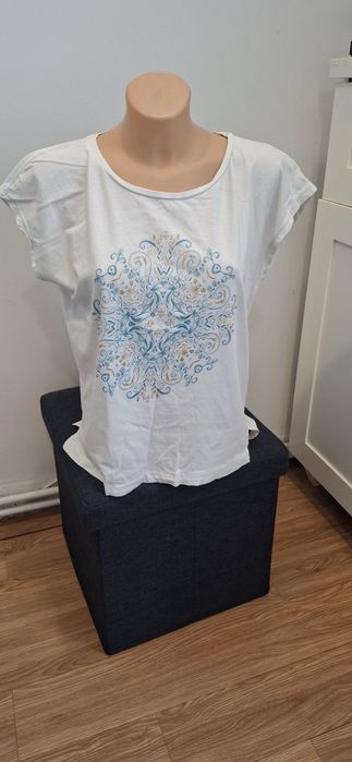 Koszulka damska biało-niebieska, rozmiar M, jak nowa