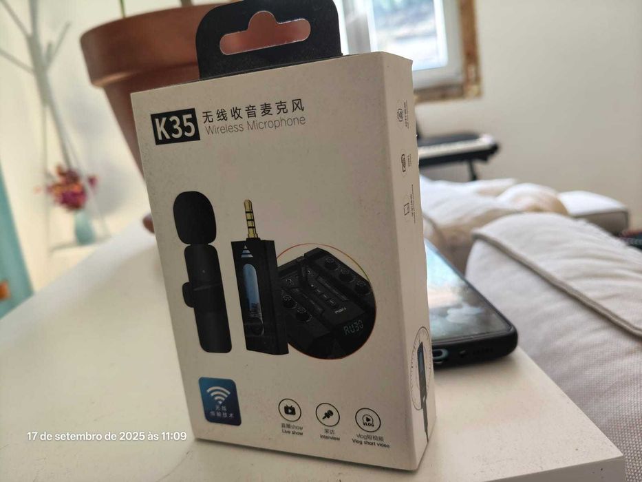 Microfone DUPLO de lapela sem fio para smartphone