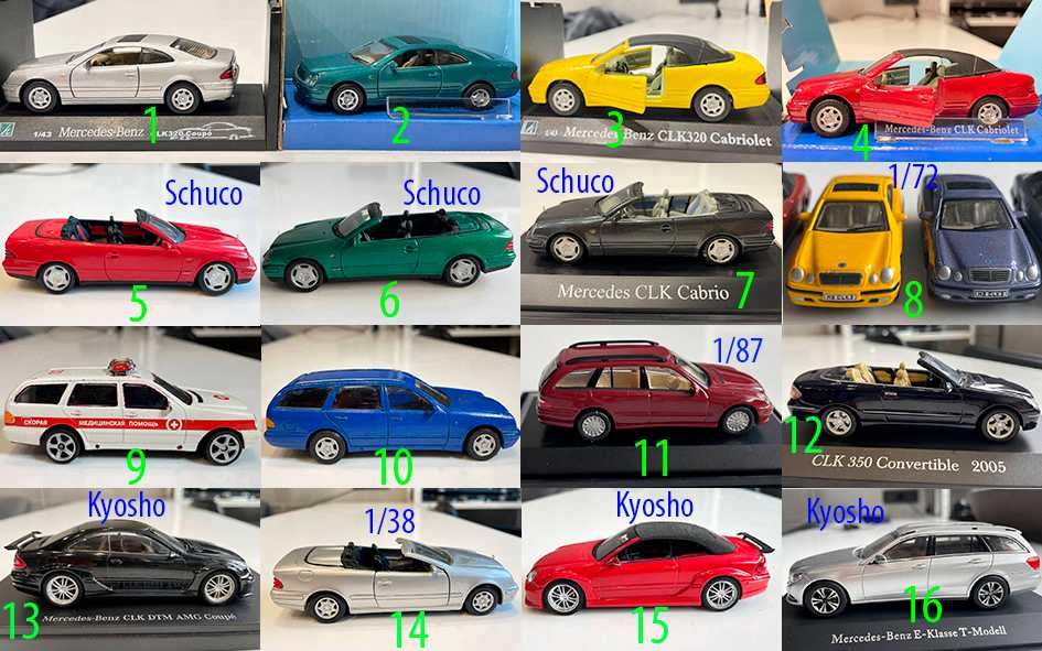 Mercedes 1/43 CLK E class W210 W211 W212 W108 Cararama Schuco Herpa 87