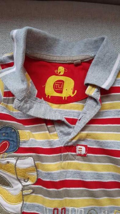 Rampers w paski z kołnierzykiem rozm. 68-74