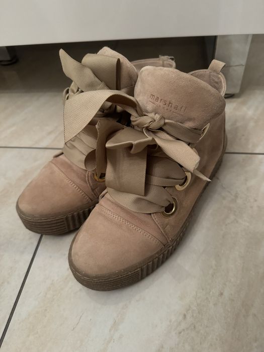 Marshall buty za kostkę trampki skóra zamszowa pudrowy róż