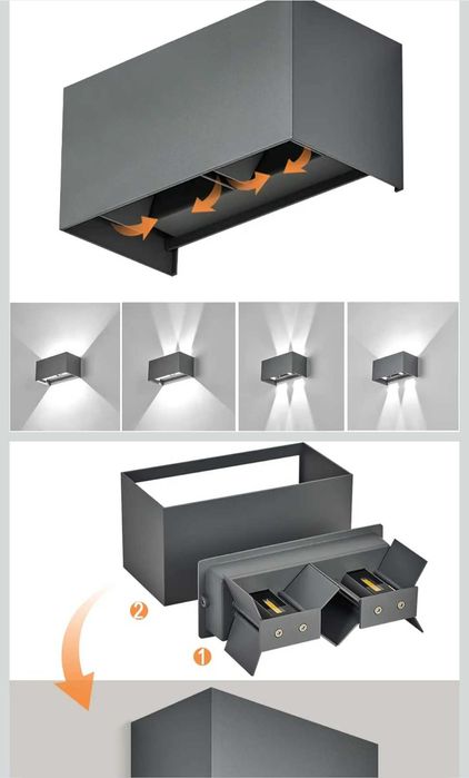 Kinkiet LED aluminiowy szary