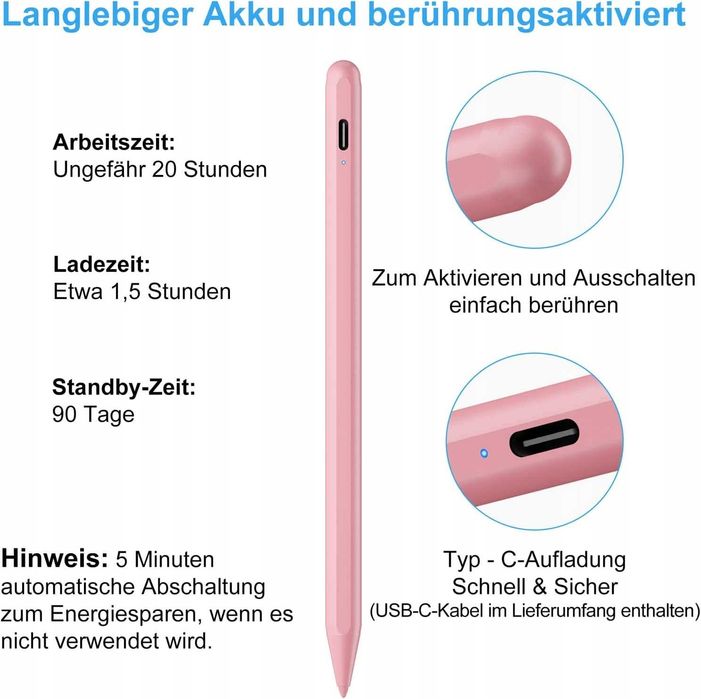 Rysik Pen Stylus Pen Ipad od 2018 do 2022 zamiennik różowy K10