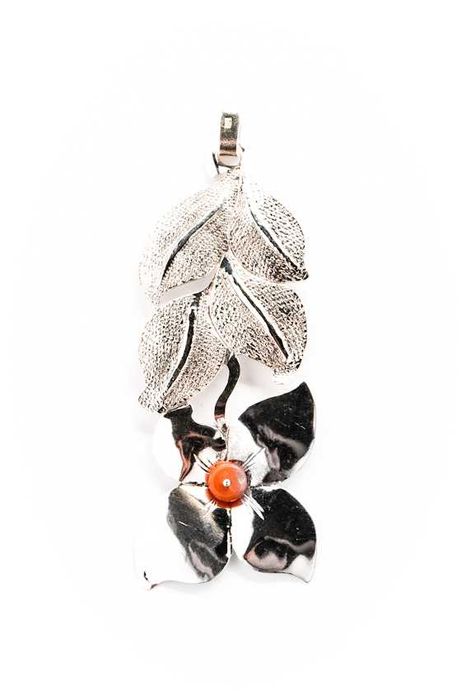 Długa Kwiecista Srebrna Zawieszka - 8,07g - KORAL - KRAKÓW