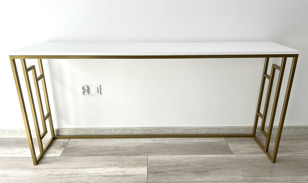 Konsola nowy wzór złota z białym matem do przedpokoju salonu