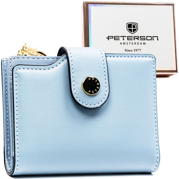 PETERSON portfel damski eko skórzany elegancki matowy P238 j.niebieski