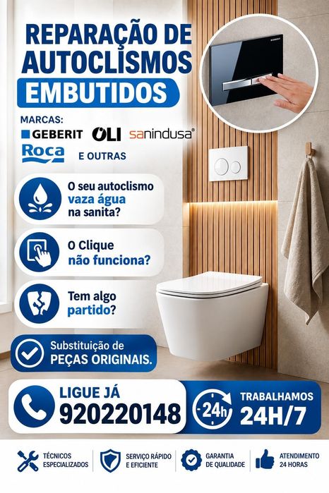 Reparação de autoclismo. Roca, Geberit, OLi, Sanindusa e outros