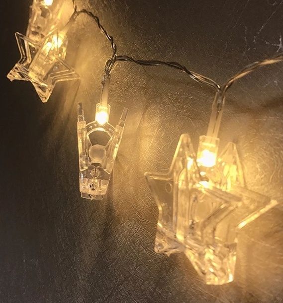 Гирлянда с прищепками - звёздами для фото