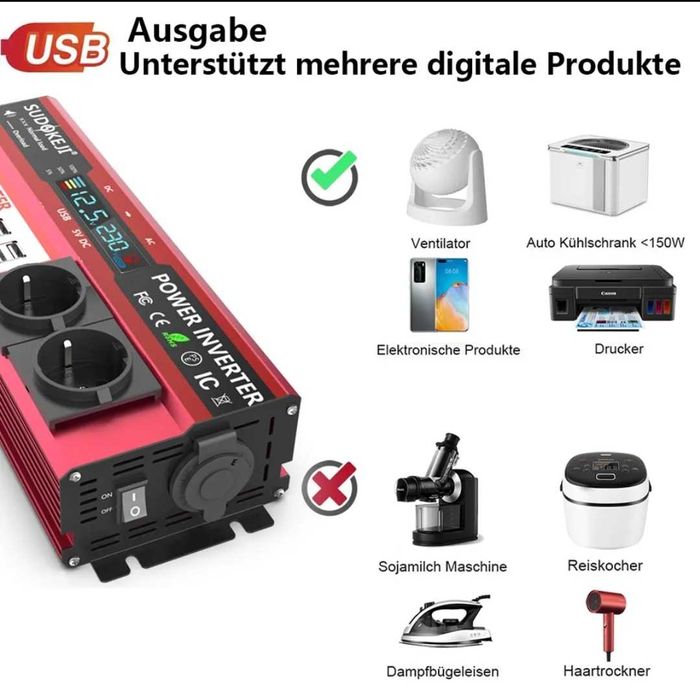 Inversor/Inverter 12v 4000w pico e 500w/800w continuo64740666581505120