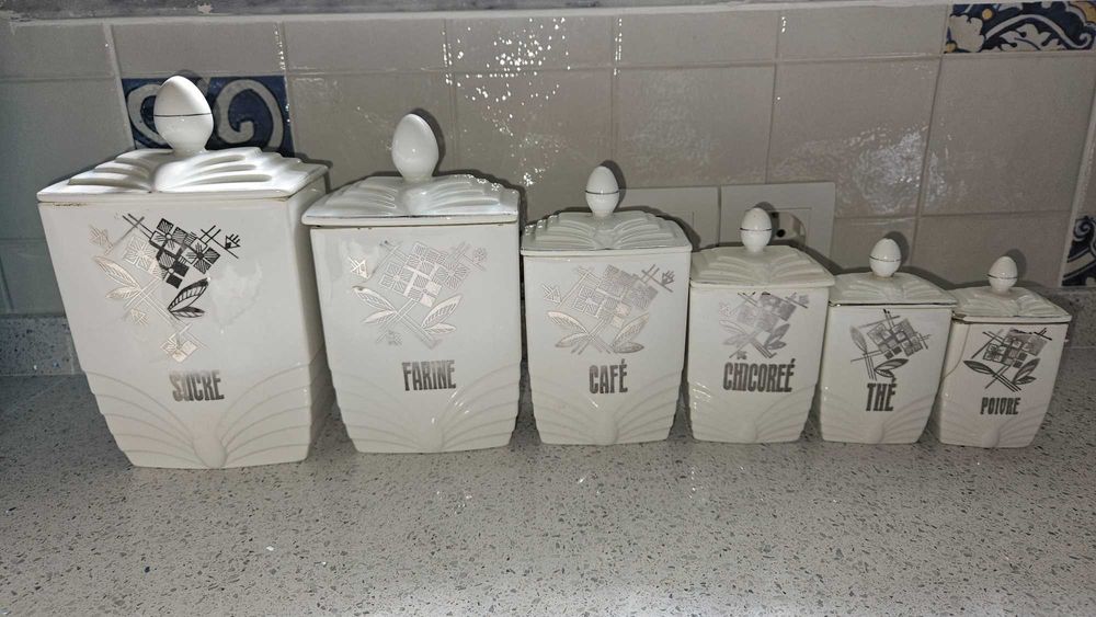 6 Potes de cozinha antigos  - Art Déco