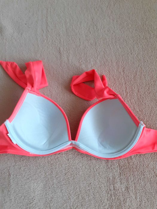 Góra od bikini 70B stanik od stroju kąpielowego pomarańczowy neonowy