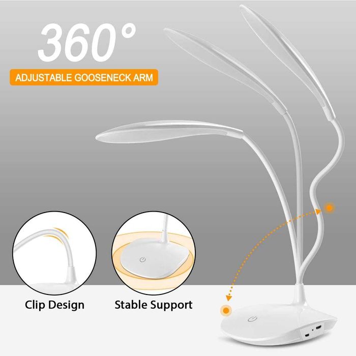 Lampka LED przenośna USB 3 tryby świecenia LED dotykowa