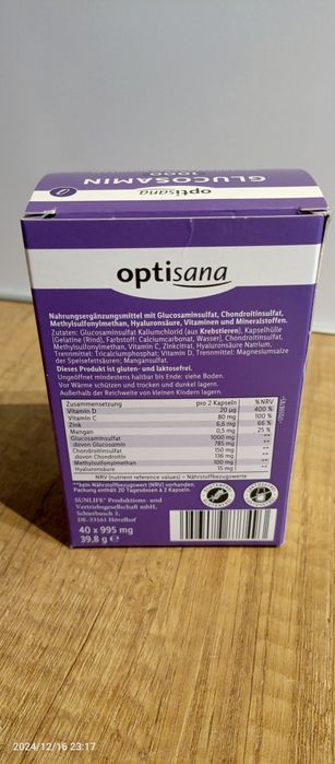 Glukozamina Optisana z Niemiec Glucosamine 1000mg witamina C