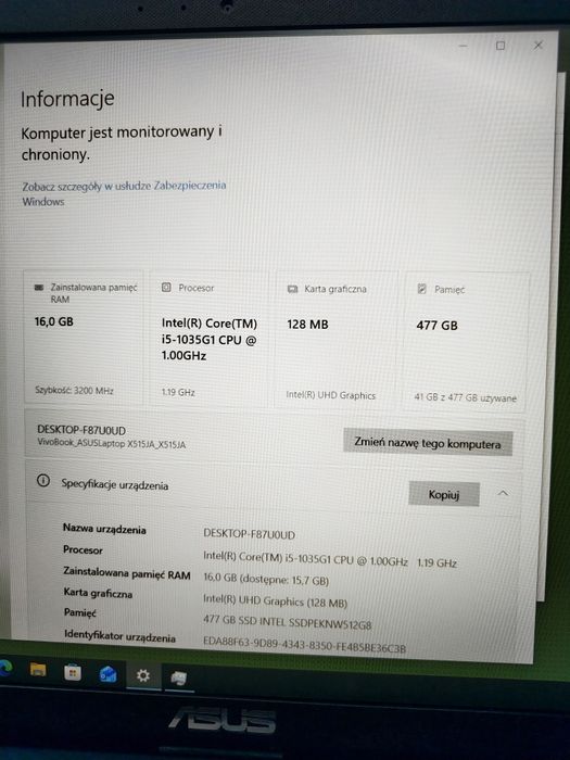 Laptop Asus vivobook x515ja i5 16gb 512gb