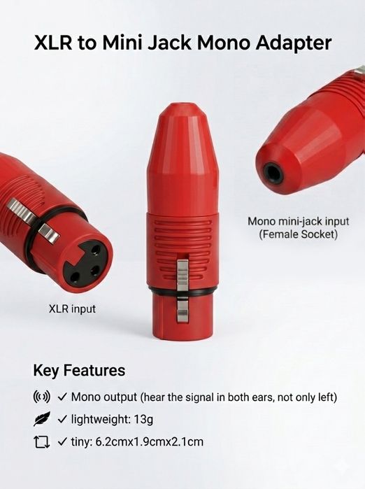 Перехідник XLR на 3.5mm Mini Jack моно для навушників