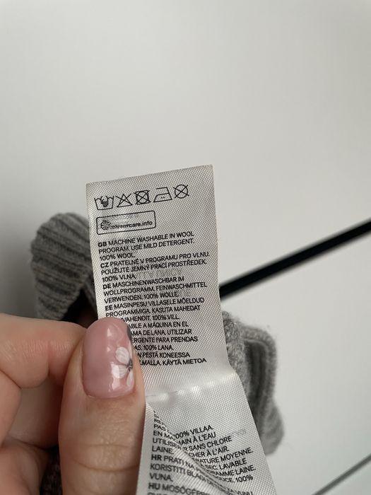 Szary wełniany komin dziecięcy H&M one size unisex 100% wool