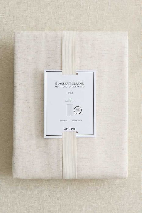 Długa zasłona zaciemniająca H&M 300 cm lniany splot