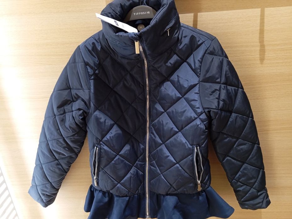 Tiffosi marca casaco de algodão com capuz em azul escuro para meninas