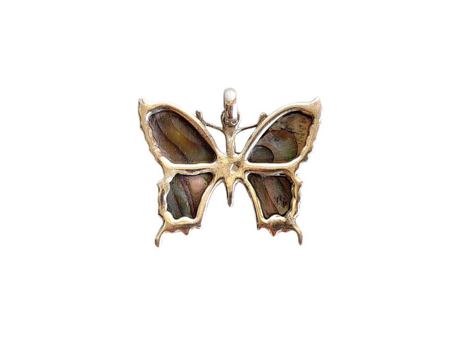 7544. Motyl z Muszlą Abalone w Srebrze.