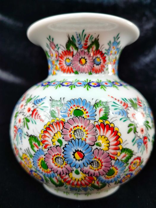 Cepelia Opole ręcznie malowany wazon kwiaty wzór ludowy