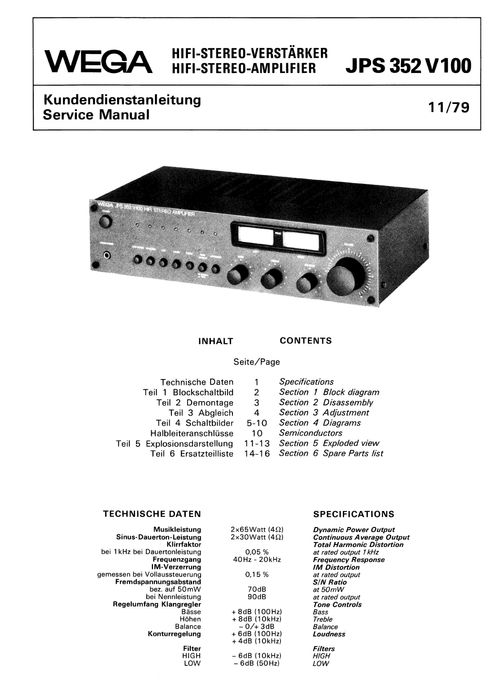 WEGA JPS 352 V 100 HiFi Stereo Amplifier