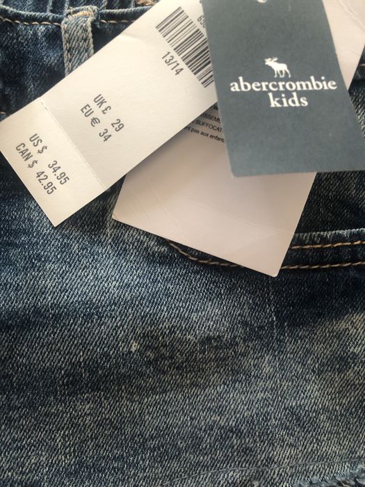 Spodenki jeansowe Abercrombie kids 13/14 niebieskie postrzępione