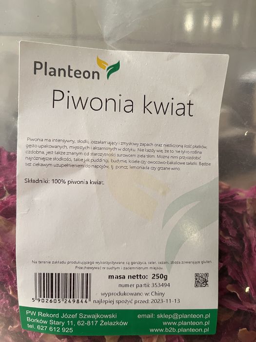 Piwonia kwiat Planteon 250g